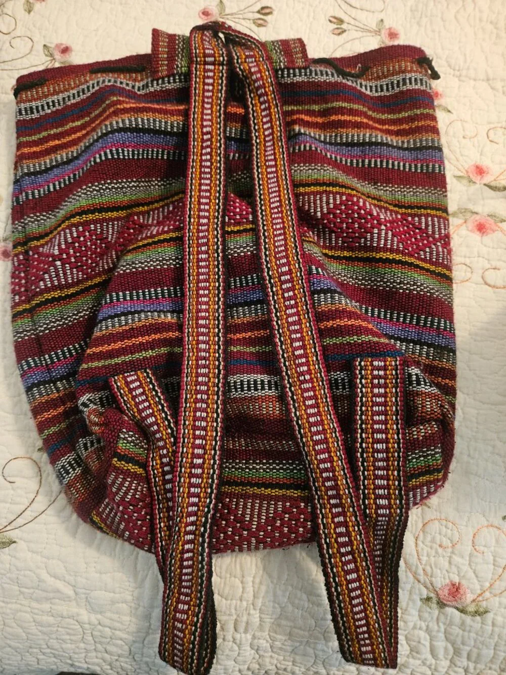 Woven draw string backpack